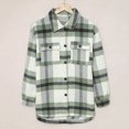 thumbnail image 6 of UVEASISHA Flannel Shirts for Women Winter Button Down Plaid Jackets Warm Up Casual Long Sleeve Fleece Coats Trendy Shirt Outwear with Pockets Green L, 6 of 7