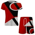 thumbnail image 4 of VBTAPA Mens 2 Pieces Summer Outfits Trendy 3D Printed Short Sleeve Crewneck T-shirt and Drawstring Shorts Set Big and Tall Casual Sport Suit Red XL, 4 of 6