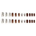 thumbnail image 5 of 24 uñas postizas con purpurina, uñas postizas de longitud media, uñas postizas de café, uñas acrílicas cuadradas para mujeres y niñas, 5 of 5