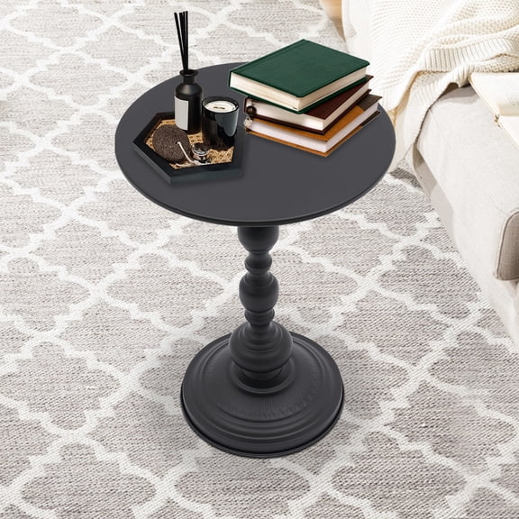 ToppiJoy 21" Tall Vintage Round Side Table, Small End Table Space-Saving Accent Side Table, Round Pedestal Drink Table for Bedrooms, Living Room, Corners (Black)