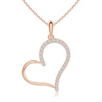 ANGARA Natural Diamond Tilted Heart Dangle Pendant in 14K Rose Gold for Women (Size-1.35mm| Color-H| Clarity-SI2) | April Birthstone, Anniversary, Jewelry Gift for Women | Natural Diamond Necklace