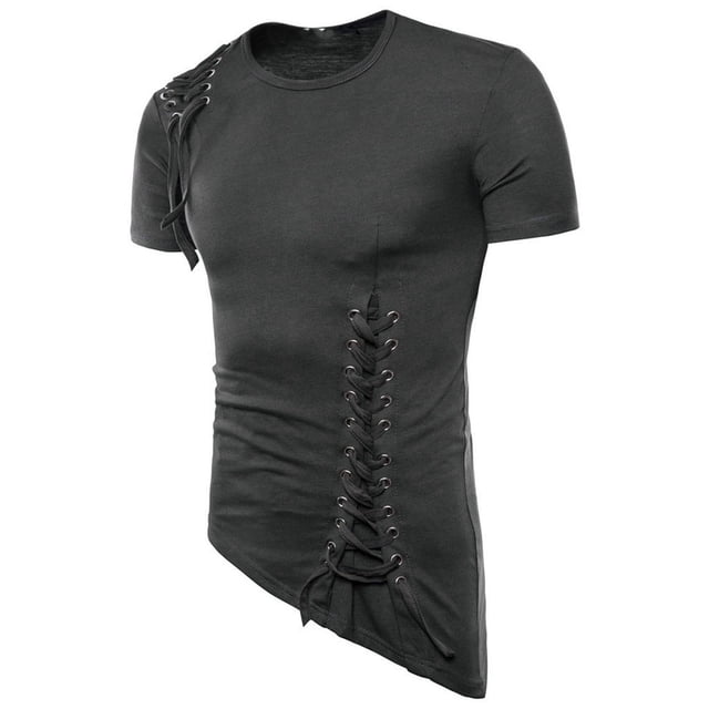 EQWLJWE Summer Shirt For Men Men's Summer New Short Sleeve T-shirt With Irregular Design Knitting Rope Blouse Shorts Sleeve Tops For Man