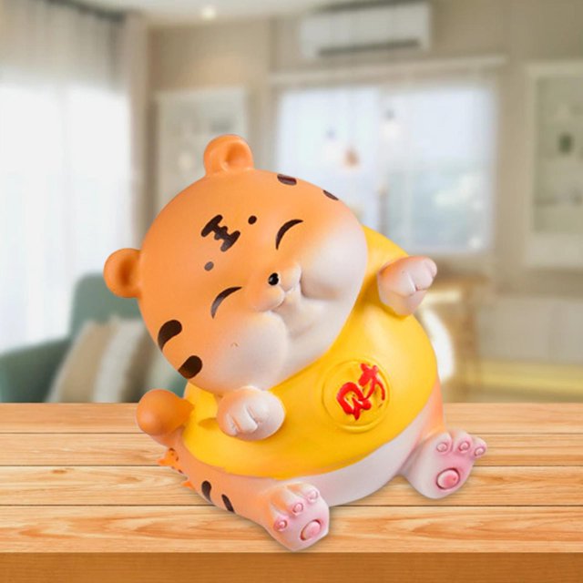 estatuilla de tigre estatuilla de dibujos estatuilla en miniatura hecha a mano, escultura de tigres para tablero, , estantería, Poder Baoblaze Figurilla de tigres
