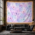 thumbnail image 6 of Pastel Butterflies Flying Over Lavender Aqua Watercolor, Dreamy Botanical Fantasy for Boho Decor Lovers, Botanical Wall Art, Mother's Day Gift Tapestry Wall Hanging for Bedroom and Living Room, 6 of 7