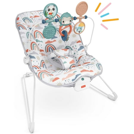Fisher-Price Baby's Bouncer Rainbow Showers Soothing Infant Seat with Removable Toy Bar