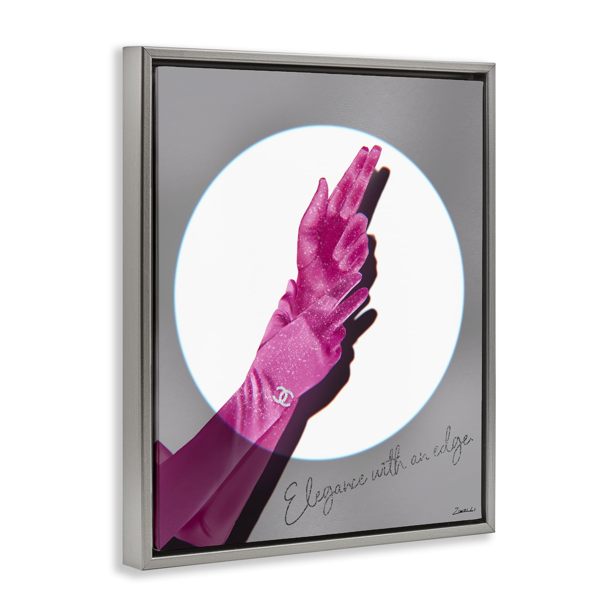 Stupell Industries Elegance With An Edge Fashion Painting Gray Floater Framed Canvas Art Print Wall Art, 17 x 21