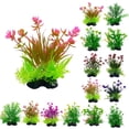 thumbnail image 2 of Silk Aquarium Plants, Small Fish Tank Decorations, Green Plants Artificial Decor, Artificial Grass, Aquatic Ornamentation, Black Base, Mixed Green Hues, 1 Pc, 2 of 7