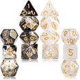 thumbnail image 1 of Glaciersei 2 Ensembles de dés en Résine Transparente Polyédrale 7-Die pour Dungeons et Dragons dés de Fumée pour Jeu de Rôle RPG MTG Jeu de Table dés (Noir, Blanc), 1 of 5