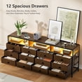 thumbnail image 3 of GUNAITO TV Stand for TVs up to 75", Big TV Stand with 12 Fabric Drawers and LED Lights, Entertainment Center with Storage and Shelves for Living Room, Dark Brown, 3 of 14