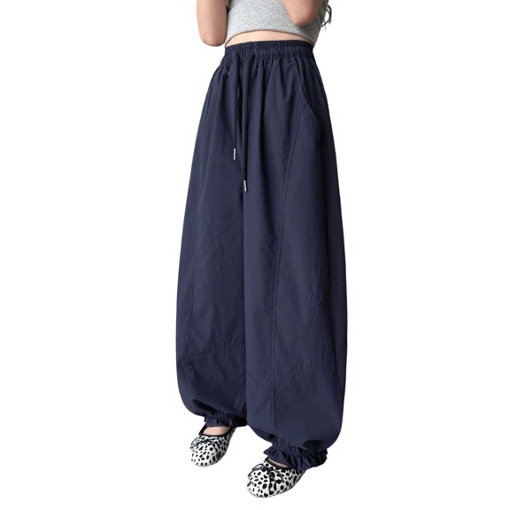 SJLDQY Girls Wide Leg Pants High Waisted Baggy Pants for Girls Casual Elastic Drawstring Waist Joggers