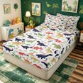 thumbnail image 2 of meiyoeat Colorful Cartoon Dinosaur Zipper Comforter Set with Fitted Sheet and 2 Pillowcases for Kids Boys Girls, Prehistoric Zipper Bedding Set, Multi-Color, Reversible, 3 Pieces, 2 of 6