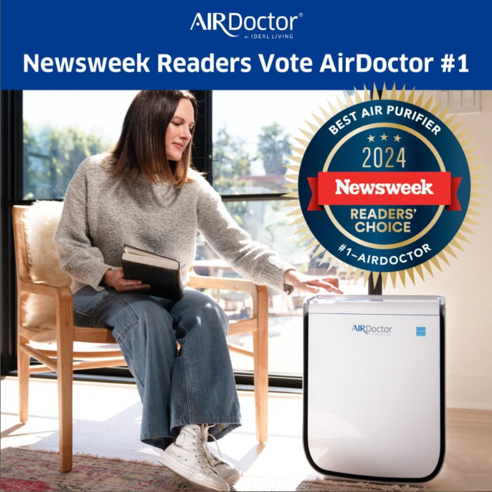 Airdoctor AD2000 Air Purifier for Small Rooms, Covers 305 Square Feet, 13.85x6.6x18.72 in., White, 1-Pack