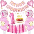 thumbnail image 1 of Kit de globos para el primer cumpleaños rosa, 43 unidades, papel de confeti de látex, 1 of 1