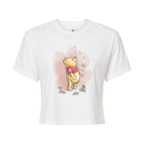 Disney - Pooh Dandelion - Juniors Cropped Cotton Blend T-Shirt