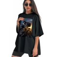 thumbnail image 3 of Plus Size Shirt for Women Black Tops for Women Short Sleeves Shirt for Women Roses T Shirt Crewneck Shirt for Women XL, 3 of 5