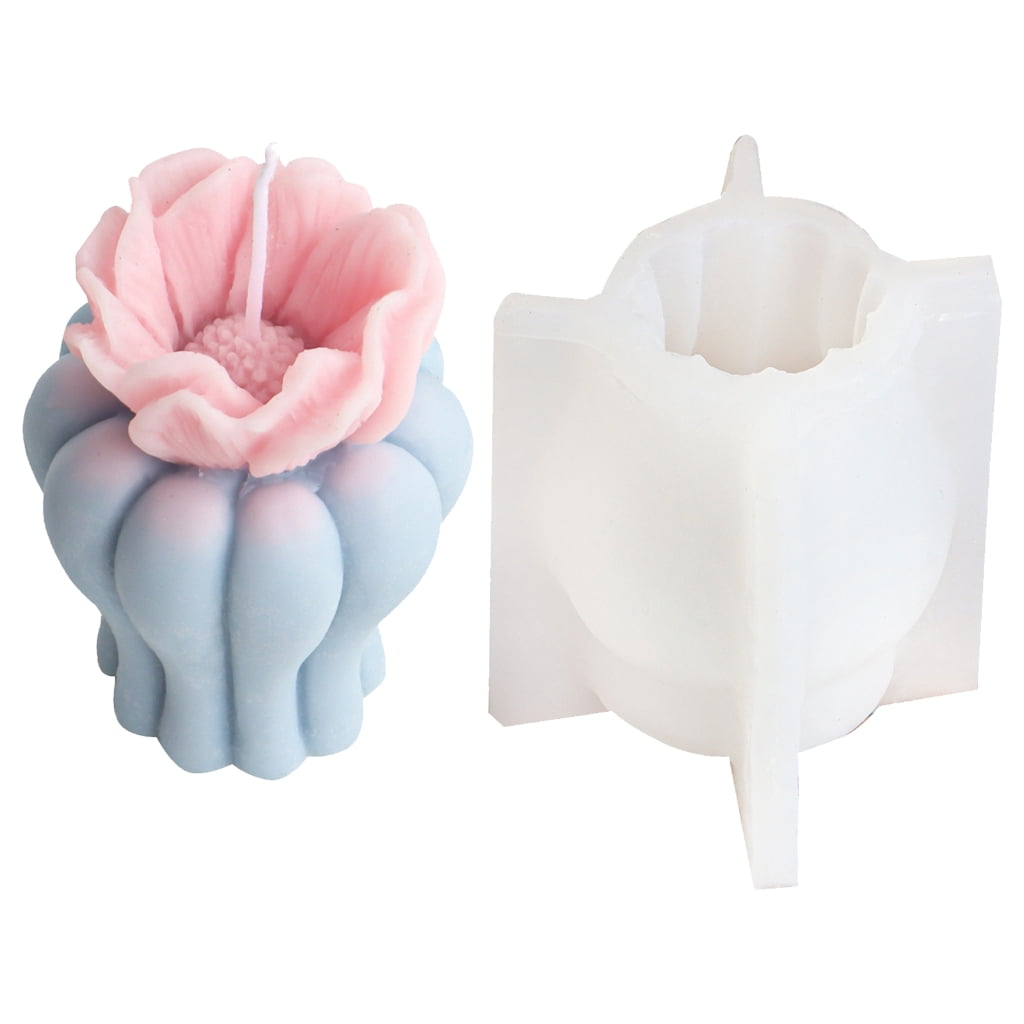 FENOHREFE 3D Silicone Mould Flower Vase Shape Scented Candle Mold Epoxy Resin Molds for Ornament Aromatherapys Crafting Moulds