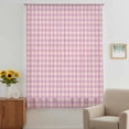 thumbnail image 3 of Pink Sheer Curtains 63 Inches Long, Grid Checkered Plaid Gingham Lattice Trellis Light Filering Curtains, Breathable Simi Curtain Privacy Drapes for Living Room Bedroom Lightweight Window Treatment, 3 of 9