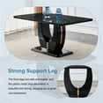 thumbnail image 3 of 63" Modern Black Rectangle Faux Marble Dining Table Room Sets for 6,Dining Table with 6 PU Leather Dining Chairs,Black Table and 6 White C-shaped Chairs with Golden Leg, 3 of 7
