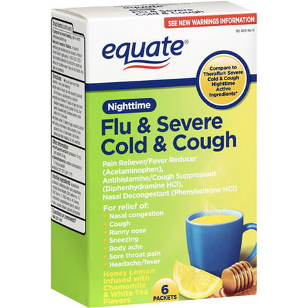 equate grippe et sévère rhume et la toux nocturne Analgésique / Fièvre Réducteur, 6ct
