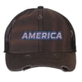 thumbnail image 4 of Distressed America Hat - Vintage Patriotic Cap with Flag Color Embroidery - Distressed Trucker Hat (Black), 4 of 7
