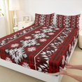 thumbnail image 3 of Homewish Rustic Western Aztec Queen Sheet Sets,Boho Geometric Triangle Flat Sheet,Red Gray Queen Fitted Sheet For Men Women,Super Cozy Room Decor,4 Pieces, 3 of 7