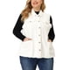 thumbnail image 2 of Women's Plus Size Jean Vest Button Down Turndown Collar Frayed Hem with Cargo Pocket Trucker Denim Vest White 2X, 2 of 7