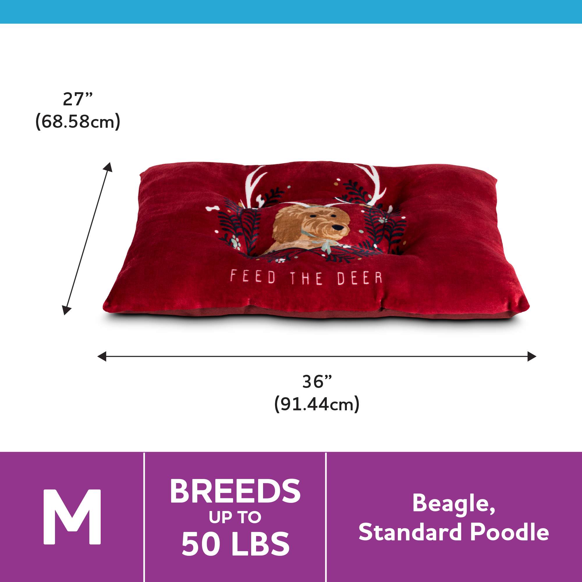 (2 pack) Vibrant Life Dog Bed, Plush Tufted Deer Print, Medium