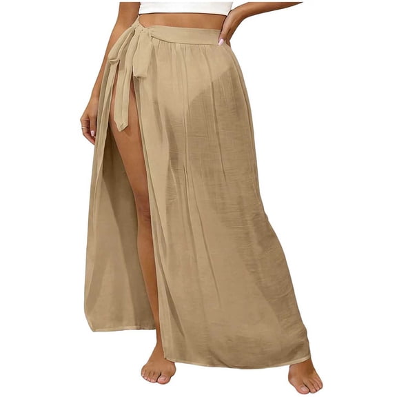 Women's Beach Swimwear Long Sarong Coverups Bathing Suit See Through Long Bikini Wrap Skirt