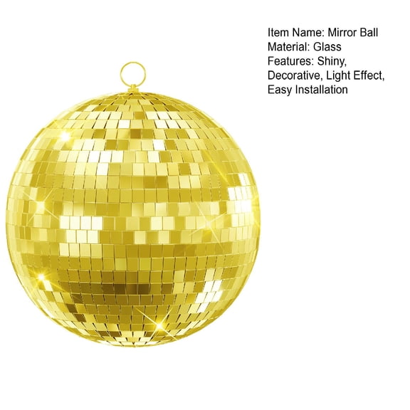 Jnismy Mirror Disco Ball, 20 Inch Mirror Ball with Hanging Ring,Light Effect Mirror Ball for Dj Club Party Live Stage Wedding Home Decor,Golden,1Pc