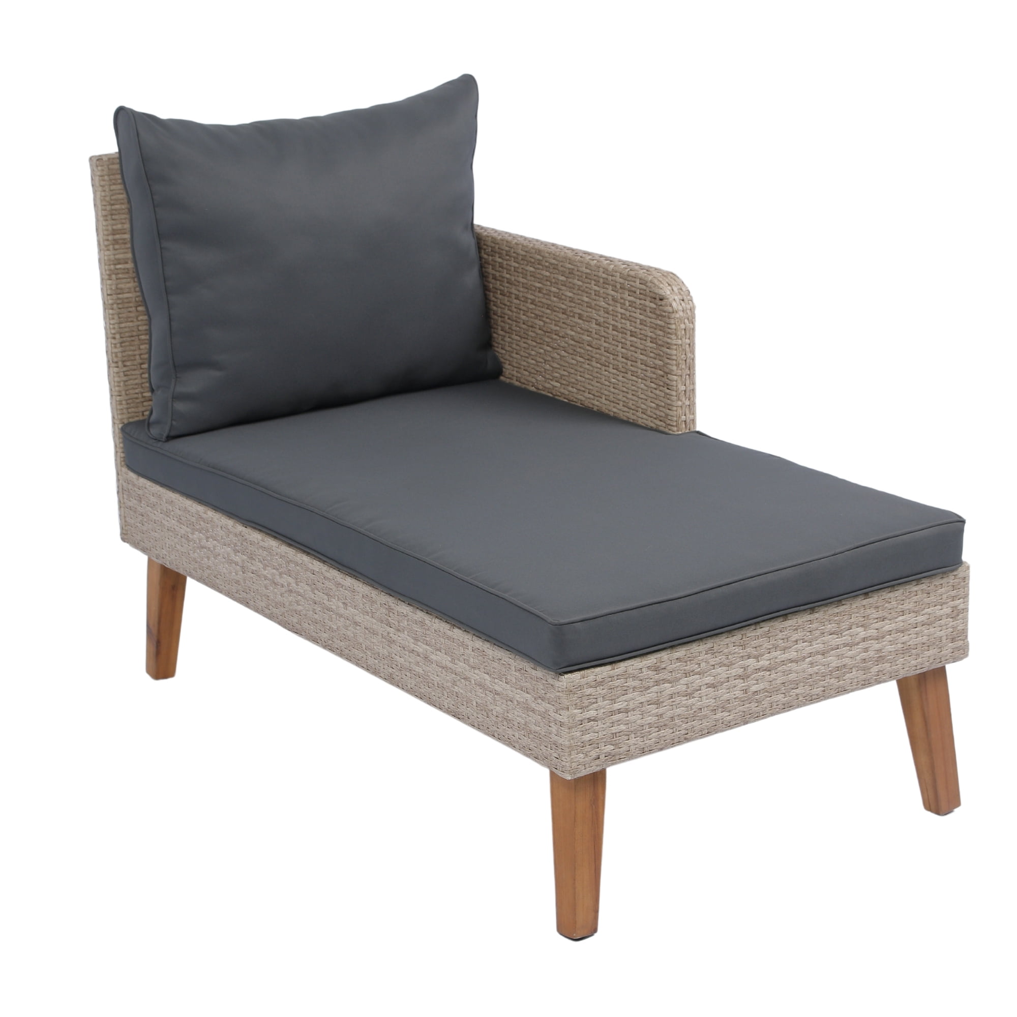 3 Pieces Patio Furniture Set,Outdoor Wicker Rattan Sectional L- Shaped Sofa with Ottoman,Wicker Conversation Set with Coffee Table for Backyard Poolside,Yellow Wicker + Dark Grey Cushion