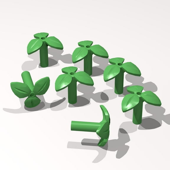 Classic Building Plant Bulk, Stem with 3 Leaves and Bottom Pin 200 Piece, Compatible with Lego Parts and Pieces