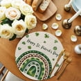 thumbnail image 2 of Round Woven Placemats 1 pc, St. Patrick's Day Washable & Heat Resistan-t Plastic Wipeable Placemats for Round Table Green Shamrocks Rainbows Kitchen Dining Table Decor, 13in, Retro, 2 of 9
