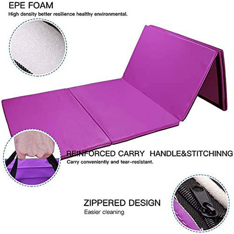 Polar Aurora 4'x10'x2' Thick Folding Gymnastics Exercise Mat Aerobics  Stretching Yoga Mats(Purple) 