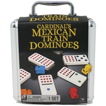 Mexican Train Dominoes Game in Aluminum Carry Case, for Families and Kids Ages 8 and up