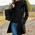 thumbnail image 2 of Purcolt Women's Winter Jacket Casual Blend Trench Coat with Hood Single Breasted Long Wool Warm Pea Overcoat Outerwear, 2 of 6