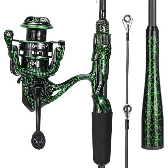 Casting Fishing Rod Combos, IM6 Graphite 2Pc Blanks, Anti-Reverse Baitcasting Reel, Stainless Steel Guides