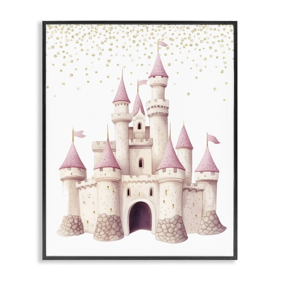 Stupell Industries Glam Princess Dreams Castle Black Framed Giclee Art, 11 x 14, by Christine Simpson Art