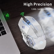 Uiosmuph Wireless Mouse Rechargeable Silent LED Computer Gaming Mouse with USB Receiver
