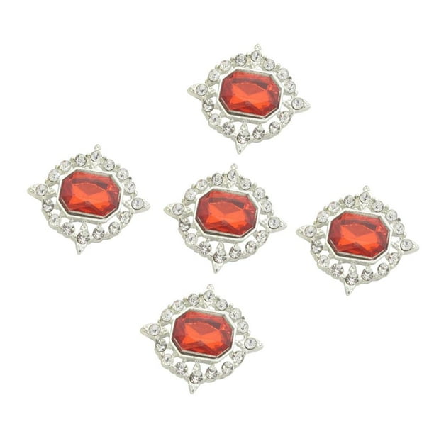 5 piezas de botones de acrílico Retro con de imitación, cabujones con parte posterior plana, adornos para manualidades de álbum de recortes rojo Macarena botones de diamantes de imitación para artesanías
