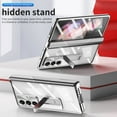 thumbnail image 4 of Feishell for Samsung Galaxy Z Fold 7 Case with Two Hinge Protection & S Pen,Transparent Plating Magnetic Hinge Hidden Kickstand Pen Holder Built-in Screen Protector All-inclusive Phone Case,Silver, 4 of 7