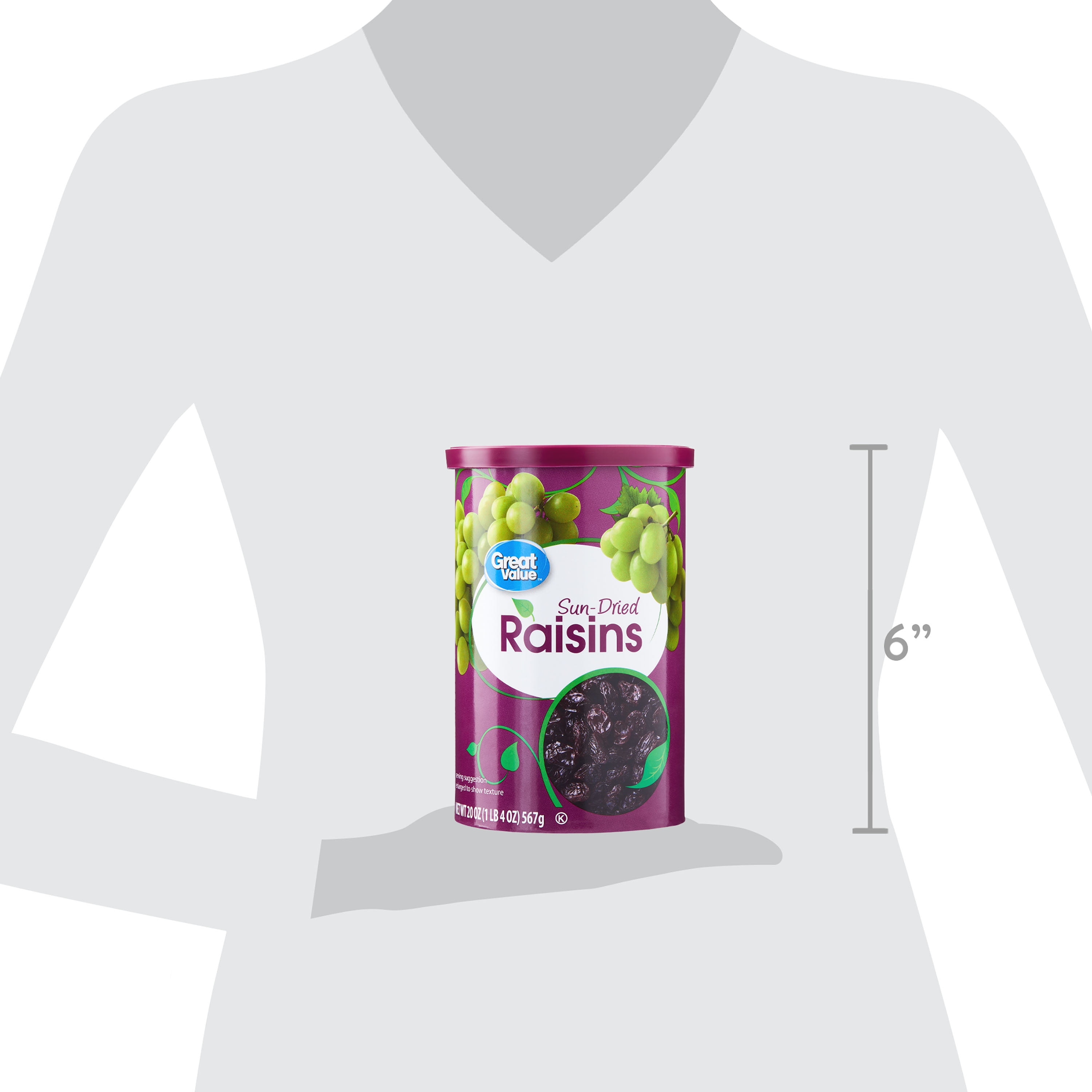 (2 pack) Great Value Sun-Dried Raisins Canister, 20 oz (1lb 4oz) 567g