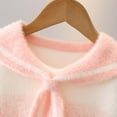 thumbnail image 4 of Girls Fuzzy Sweater Uniforms Sailor Collar Cute Sweaters Sweatshirts Long Sleeve Fluffy Knit Pullover Tops Beige, 3-4 Y, 4 of 7