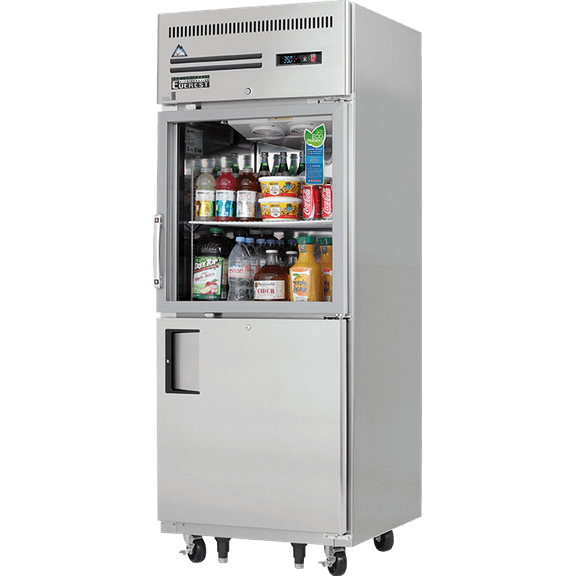 Everest Refrigeration EGSH2 Reach-in Refrigerator 2 Half Doors Solid and Glass, 115v, NSF - 23 cu. ft.