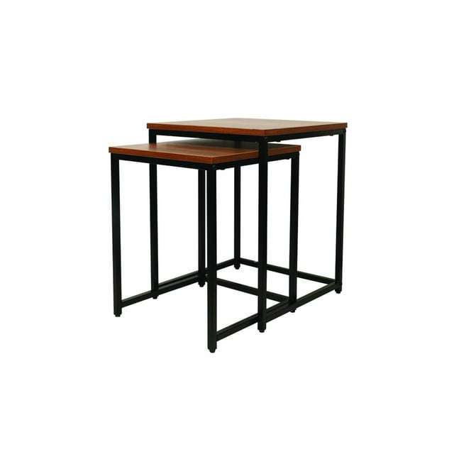 Jessar - Ensemble de 2 Tables d'Appoint Carrées, de la Ross Collection, Brun
