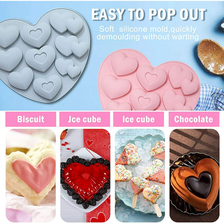 6-Cavity Heart Shaped Silicone Mold for Chocolate, Mousse, Hot