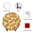 thumbnail image 4 of Wukai Hot Dogs Print Decorative Plate for Display,Bone China Decorative Plate, Ceramic Dinner Plate with Stand, Vertical Ceramic Plate-6in, 4 of 6