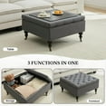 thumbnail image 3 of Square Storage Ottoman Coffee Table Tufted Upholstered Large Ottoman with Storage and Rolling Wheels Oversized Footrest Ottomans for Living Room, Dark Grey Linen, 3 of 14