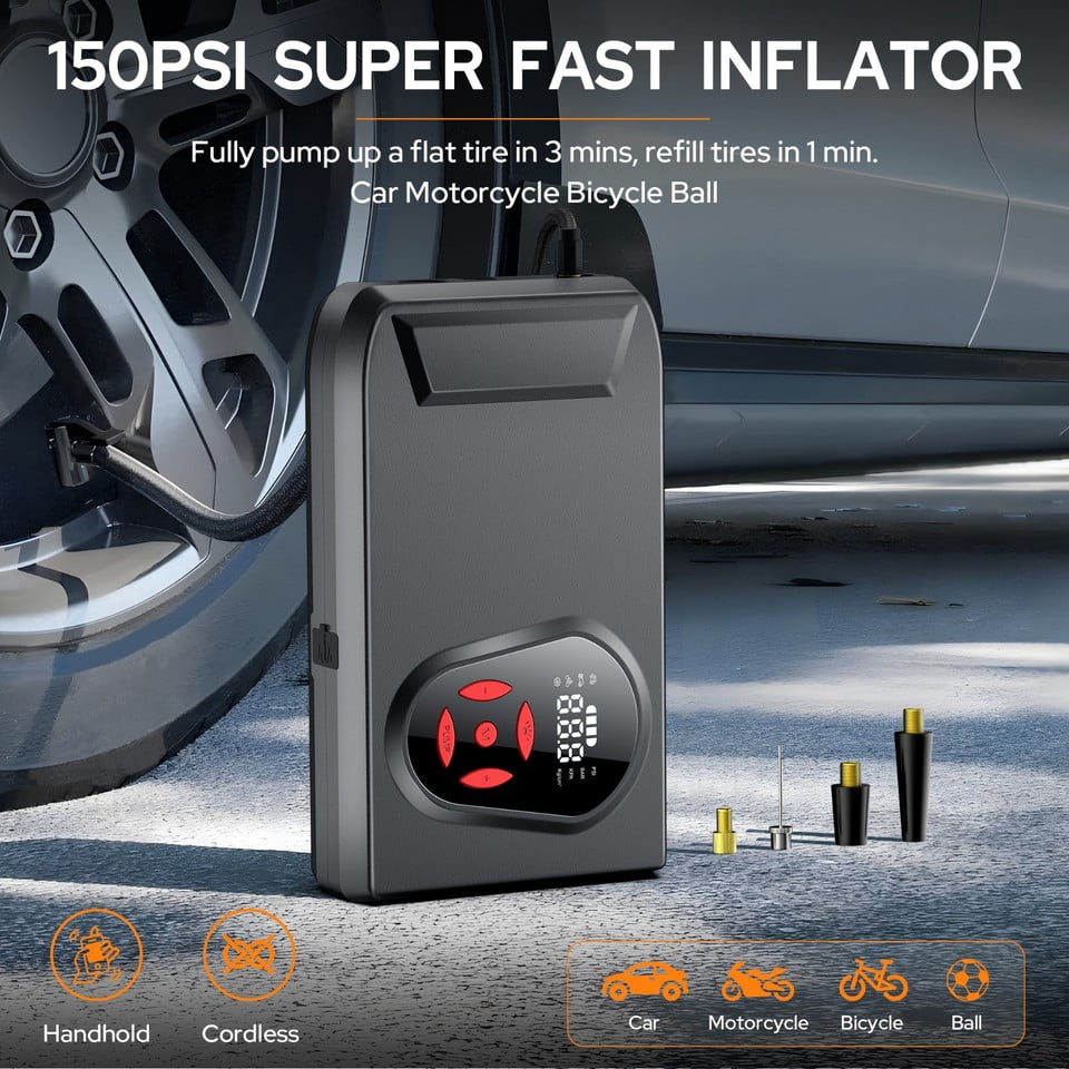 SinKeu Car Jump Starter with Air Compressor 3000A Portable Battery Booster 12V Jumper