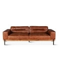 thumbnail image 2 of World Interiors Chiavari Leather Upholstered Sofa in Vintage Cognac Brown, 2 of 8