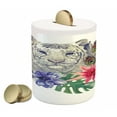 thumbnail image 1 of Tiger Piggy Bank, Retro Inspired Montage with Contrasting Colors Anemone Majestic Feline, Ceramic Coin Bank Money Box for Cash Saving, 3.6" X 3.2", Multicolor, by Ambesonne, 1 of 4